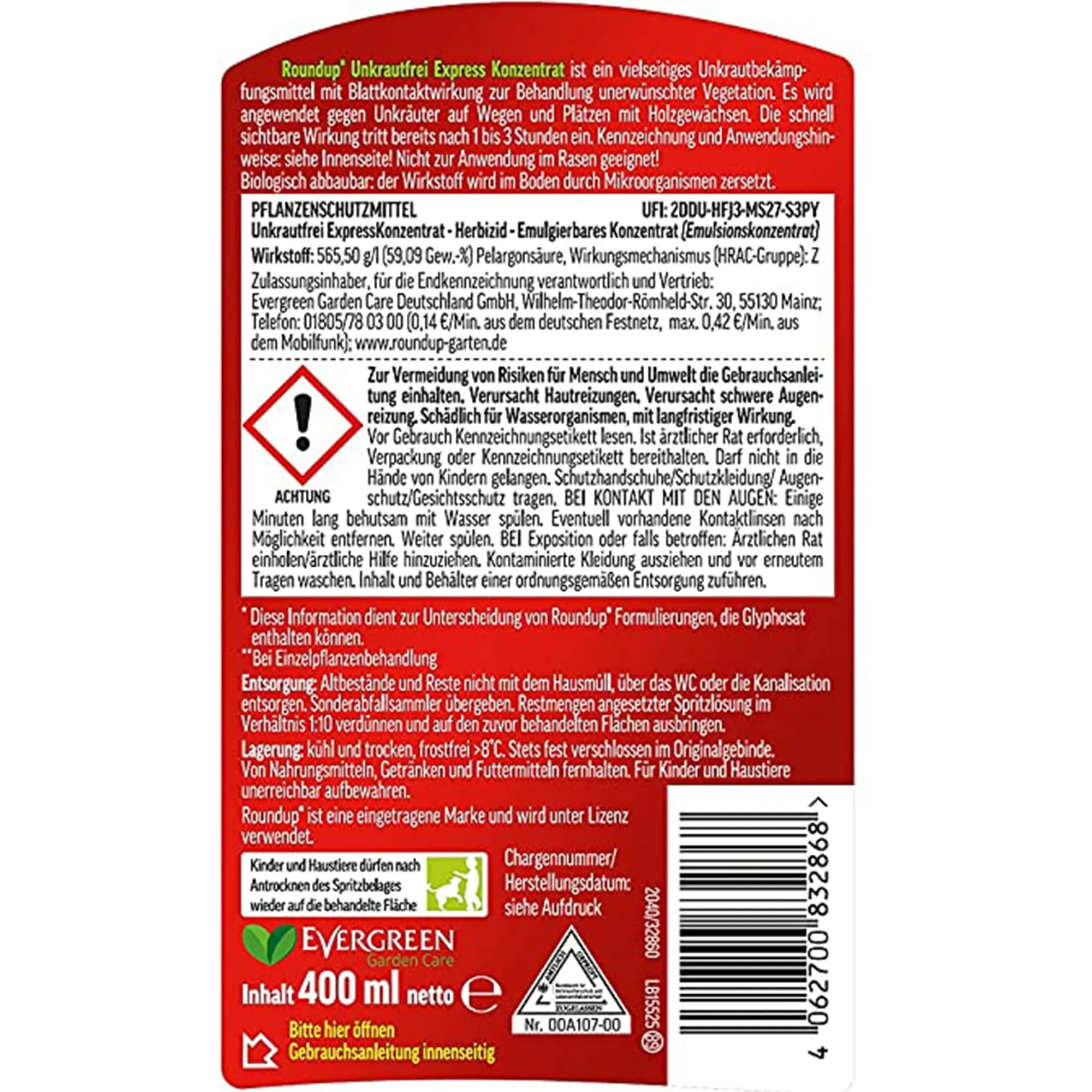 Roundup Unkrautfrei Express-Konzentrat, 0,4 l